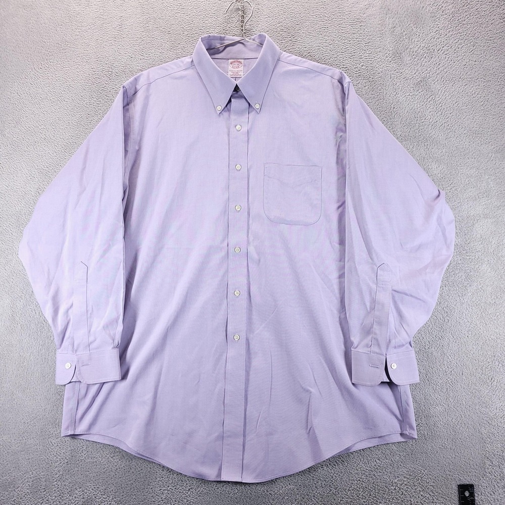 Brooks Brothers Dress Shirt Mens 17.5 34 35 Purple Oxford Original Polo Non Iron